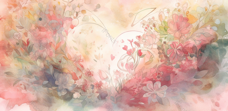 情人节粉色简约花朵花束爱心插画背景,插画/手绘图,插画/手绘图库,插画/手绘图下载,插画/手绘